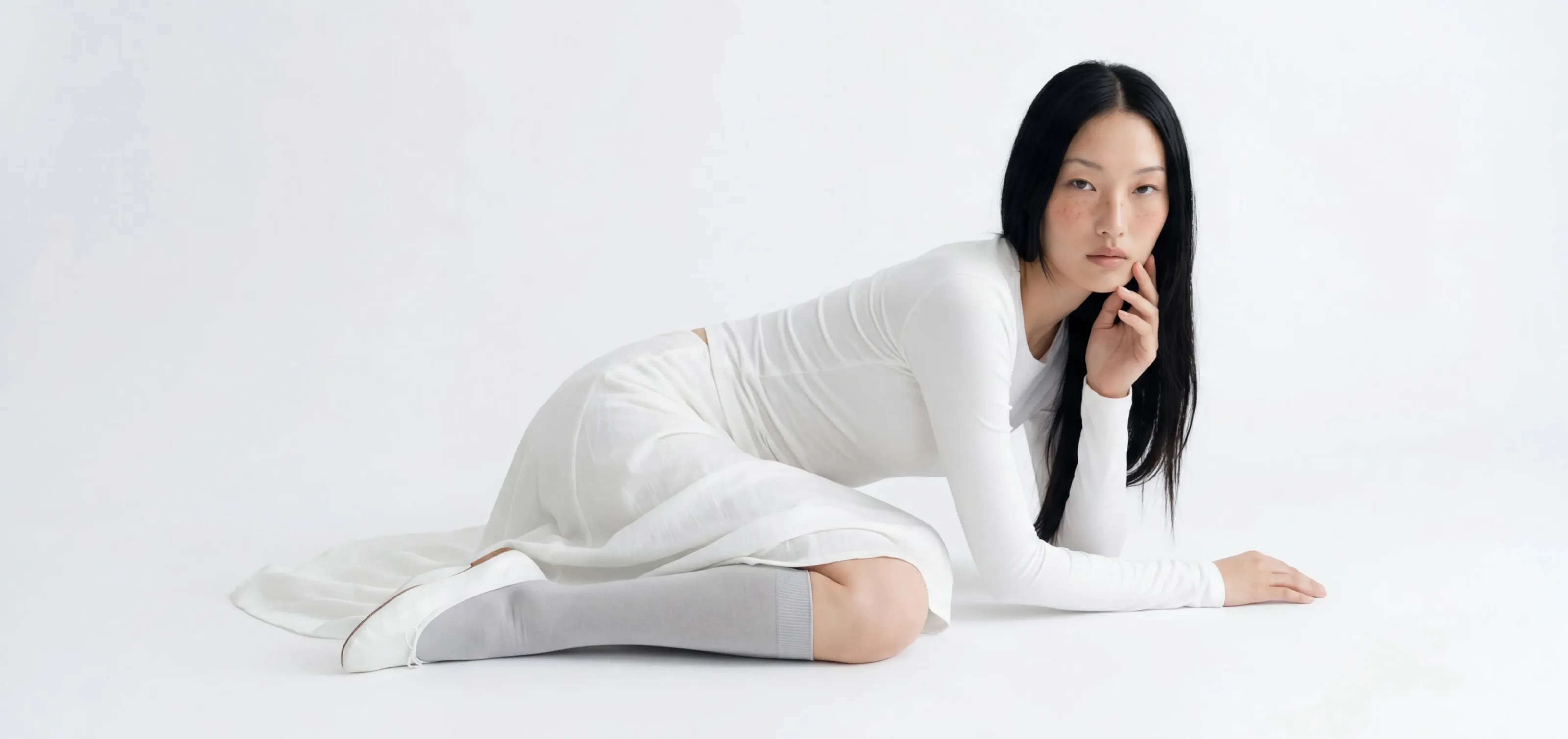 AI-generated fashion model in beige suit